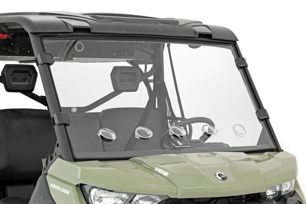 Can-Am Defender MAX HD9 XT Windshield - Front - Rough Country - Vented, Scratch Resistant - '22-'23